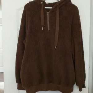 Fuzzy hooded sweatshirt